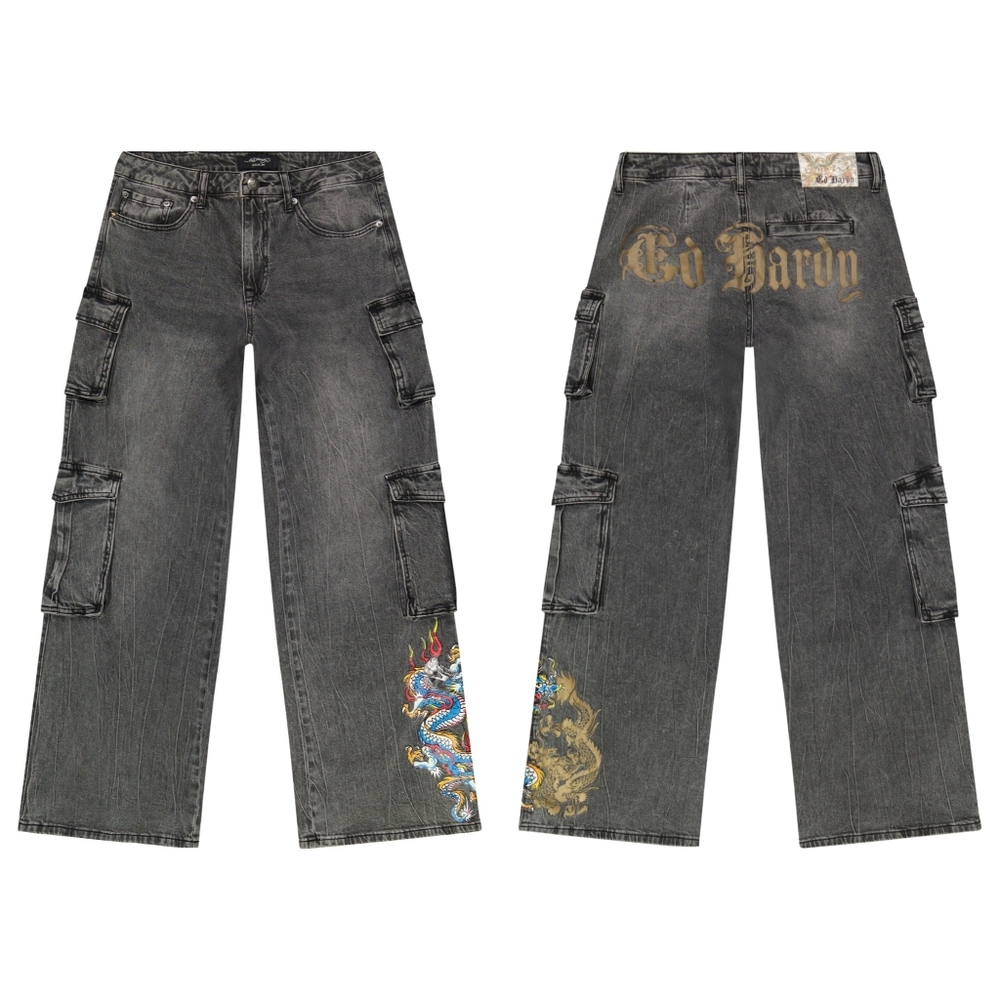 Ed Hardy Dragon Cargo Jeans Grey Size 28